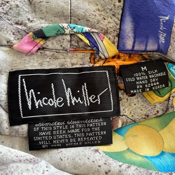 Nicole Miller Long Silk Robe Sz M Pockets Limited Ed Beach Vacation Vintage 90s - Picture 6 of 7